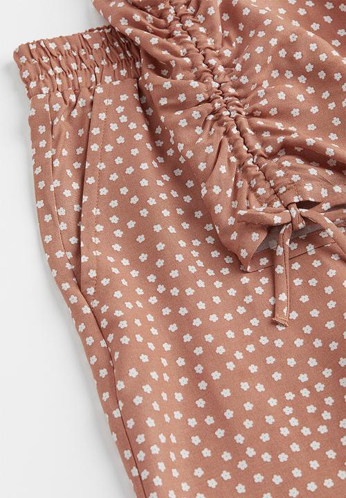 H&M - 2-piece top and trousers set - beige/floral