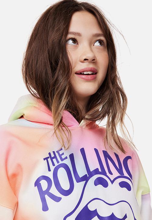 H&M - Oversized printed hoodie - orange/the rolling stones