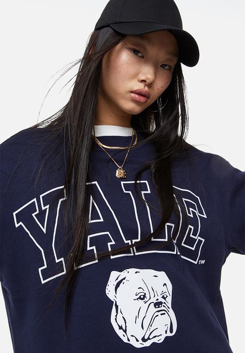 H&M - Oversized printed sweatshirt dress - dark blue/yale 