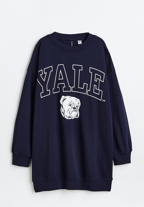 H&M - Oversized printed sweatshirt dress - dark blue/yale 