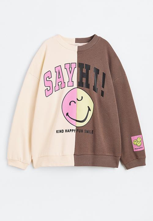 H&M - Oversized printed sweatshirt - cream/smileyworld®