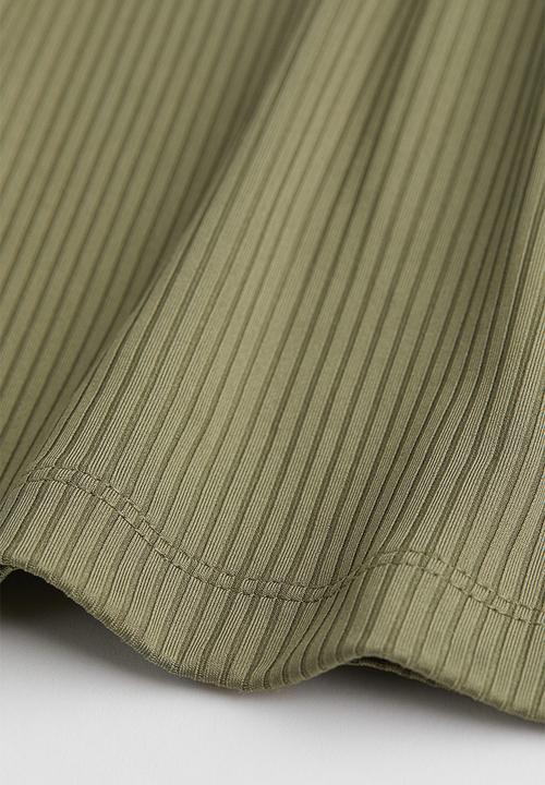 H&M - Ribbed jazz trousers - khaki green 