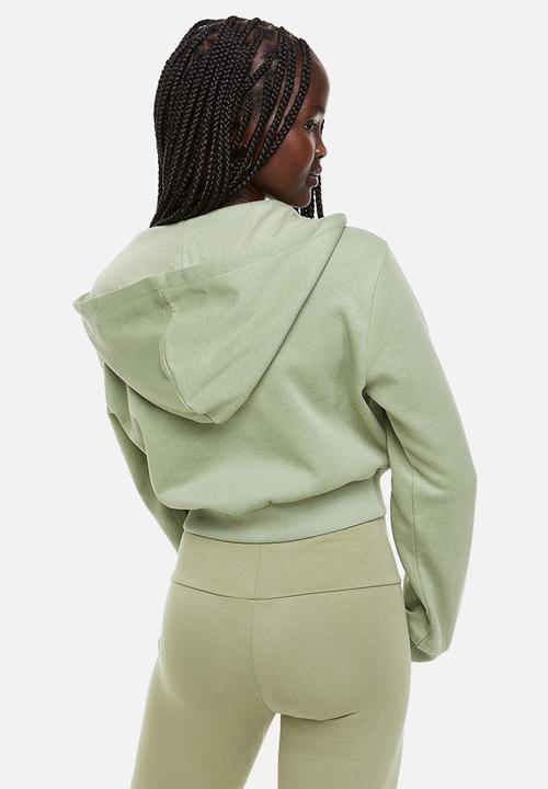 H&M - Cropped zip-through hoodie - green