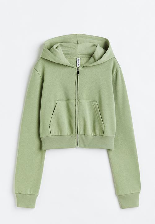 H&M - Cropped zip-through hoodie - green