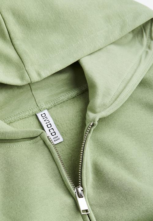 H&M - Cropped zip-through hoodie - green