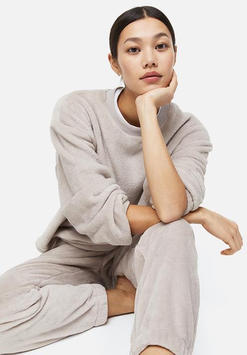 H&M - Fleece pyjamas - light greige