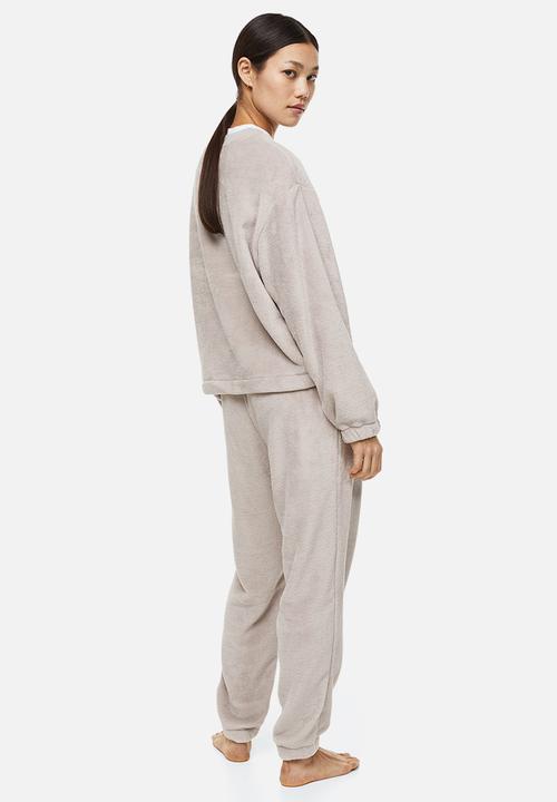 H&M - Fleece pyjamas - light greige