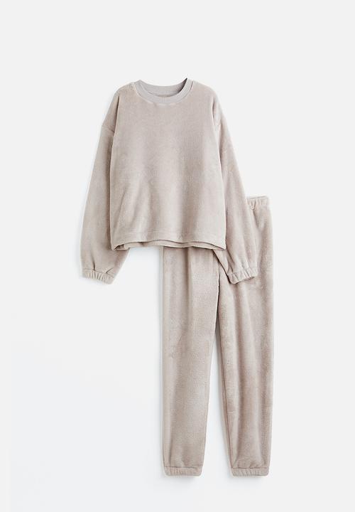 H&M - Fleece pyjamas - light greige