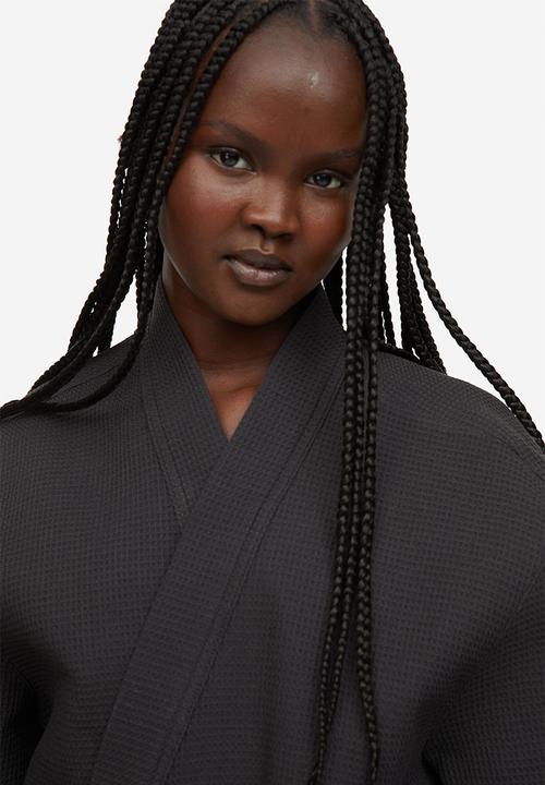 H&M - Waffled dressing gown - charcoal grey