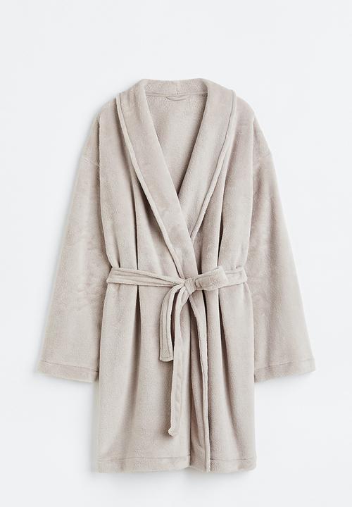 H&M - Fleece dressing gown - light greige 
