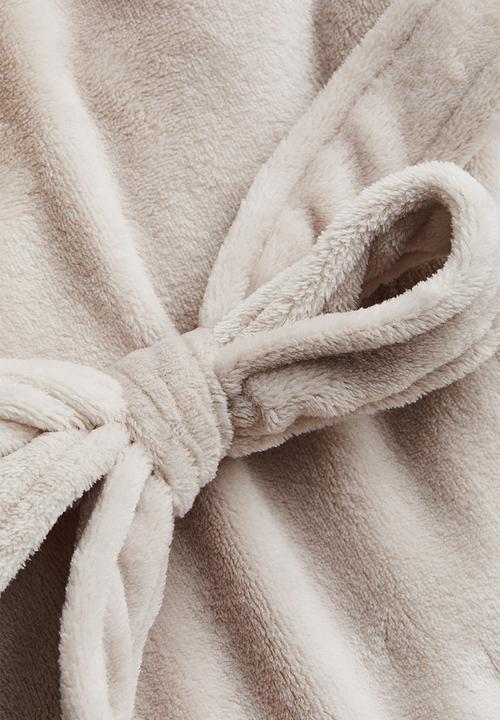 H&M - Fleece dressing gown - light greige 