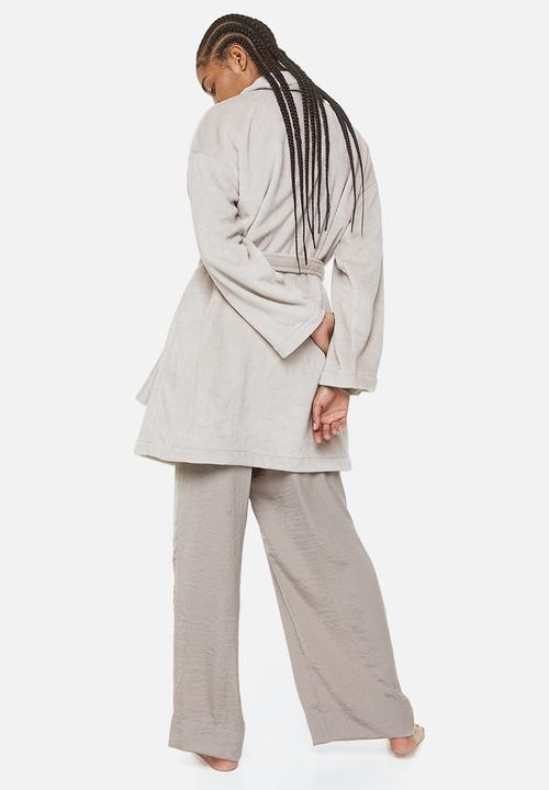 H&M - Fleece dressing gown - light greige 