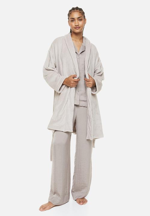 H&M - Fleece dressing gown - light greige 