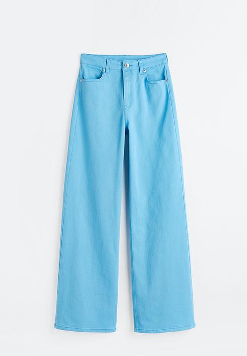 H&M - Wide twill trousers - sky blue 