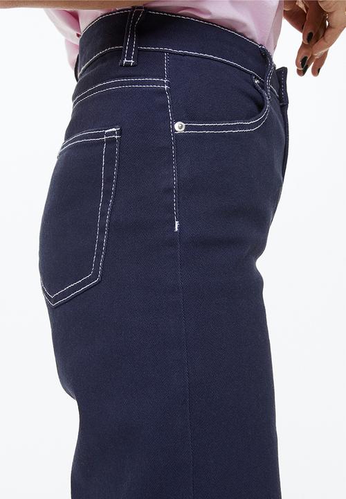 H&M - Wide twill trousers - dark blue 