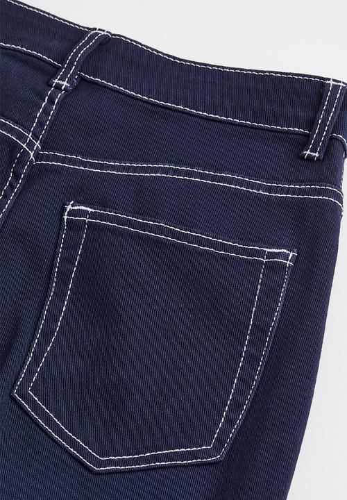 H&M - Wide twill trousers - dark blue 