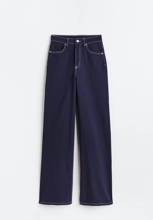 H&M - Wide twill trousers - dark blue 
