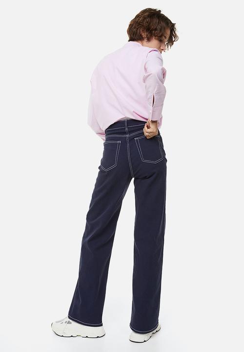 H&M - Wide twill trousers - dark blue 