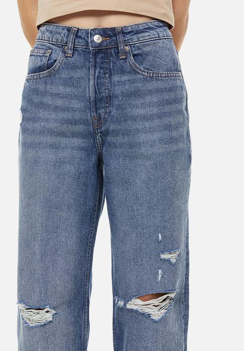 H&M - 90s straight trousers - denim blue 
