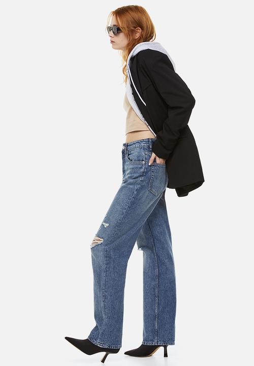 H&M - 90s straight trousers - denim blue 