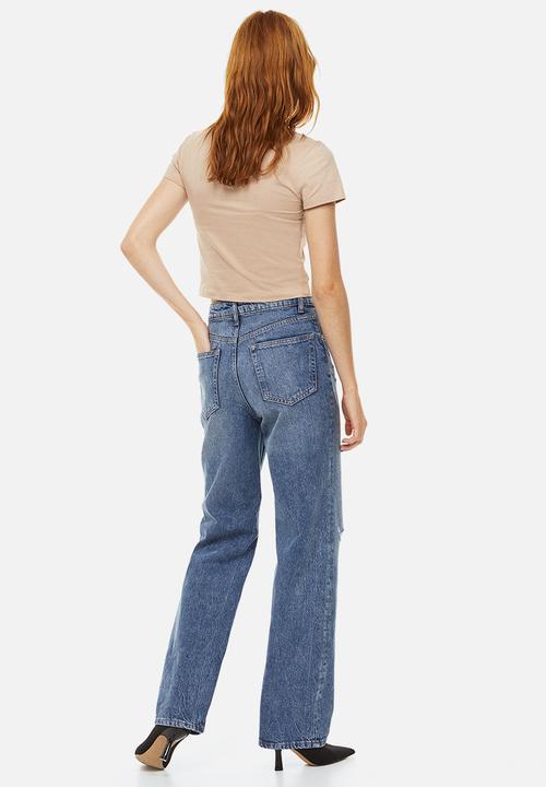 H&M - 90s straight trousers - denim blue 
