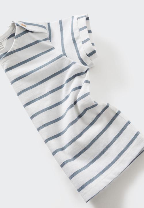 MANGO - T-shirt marine - celeste
