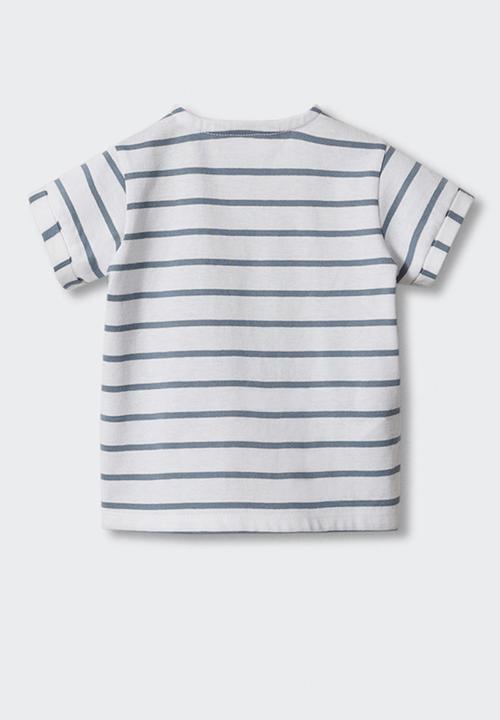 MANGO - T-shirt marine - celeste