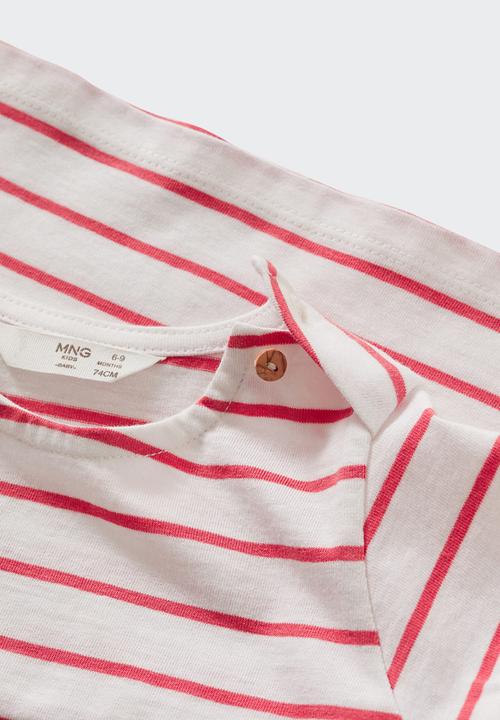 MANGO - T-shirt marine - coral