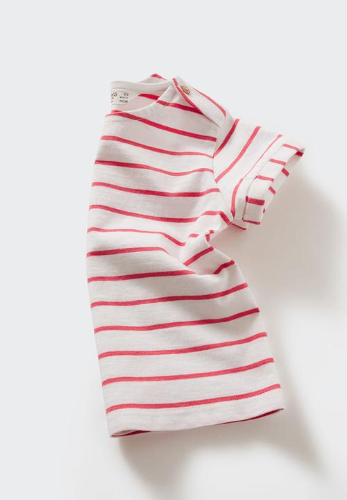 MANGO - T-shirt marine - coral