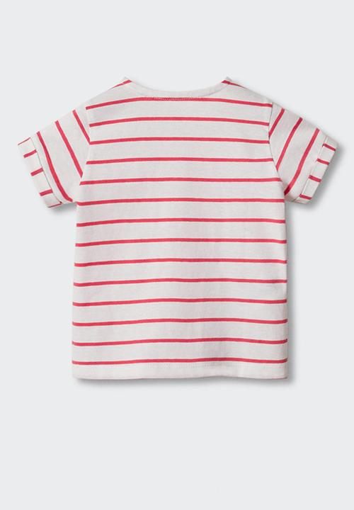MANGO - T-shirt marine - coral