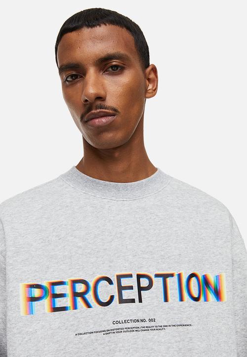 H&M - Relaxed fit printed sweatshirt - light grey marl/perception