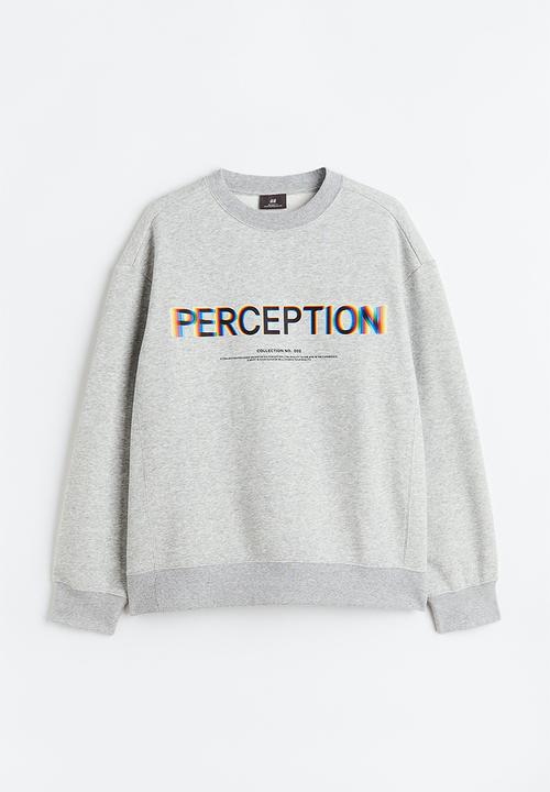H&M - Relaxed fit printed sweatshirt - light grey marl/perception