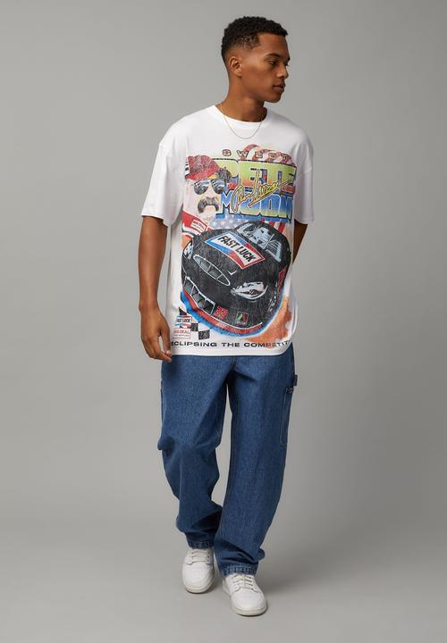 Factorie - Oversized moto T-shirt - white/sweet pete moon
