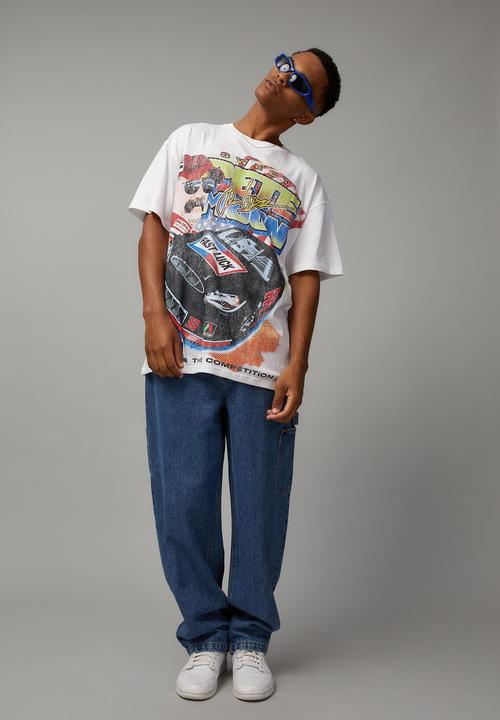 Factorie - Oversized moto T-shirt - white/sweet pete moon