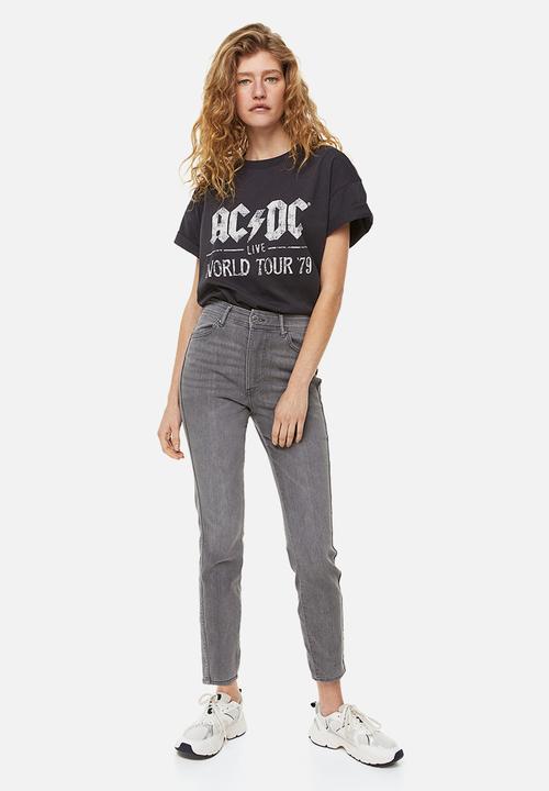 H&M - Oversized printed t-shirt - dark grey/acdc