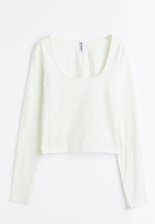 H&M - Long-sleeved cotton top - white