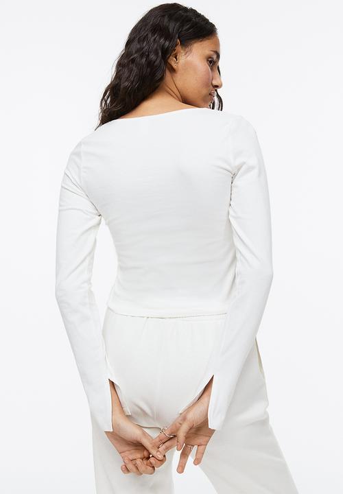 H&M - Long-sleeved cotton top - white