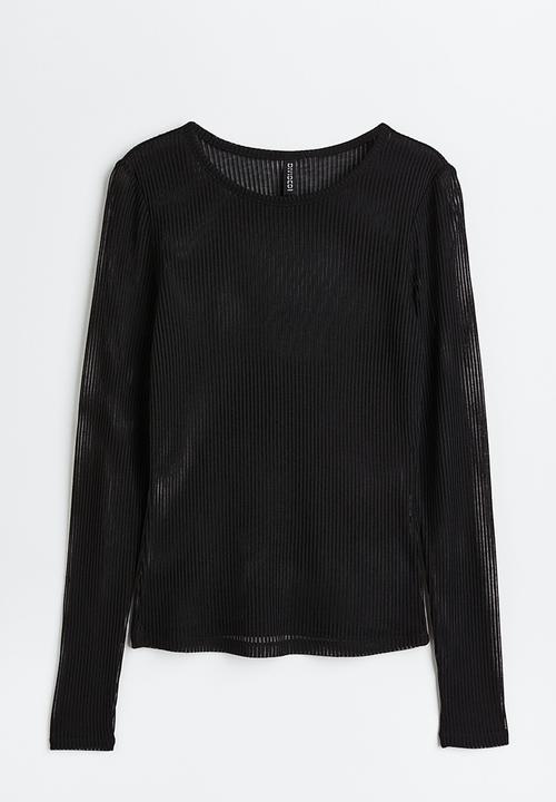 H&M - Sheer ribbed top - black