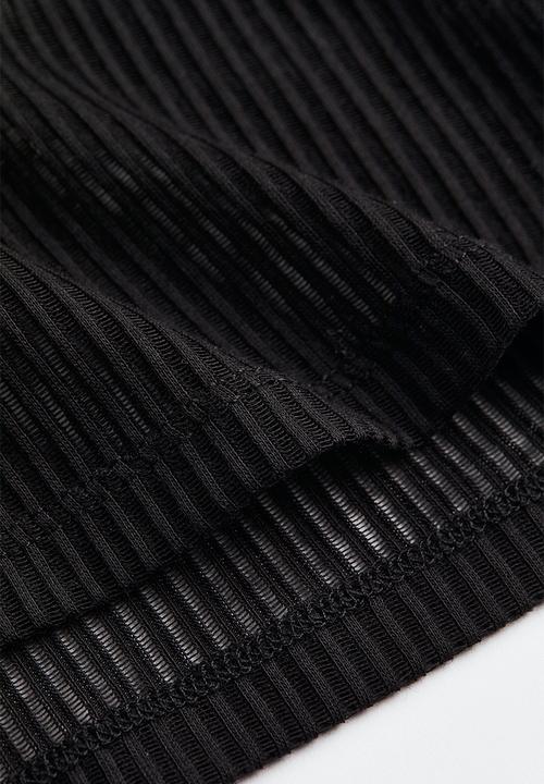 H&M - Sheer ribbed top - black