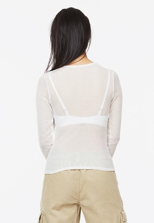 H&M - Sheer ribbed top - white