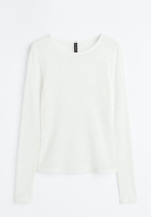 H&M - Sheer ribbed top - white