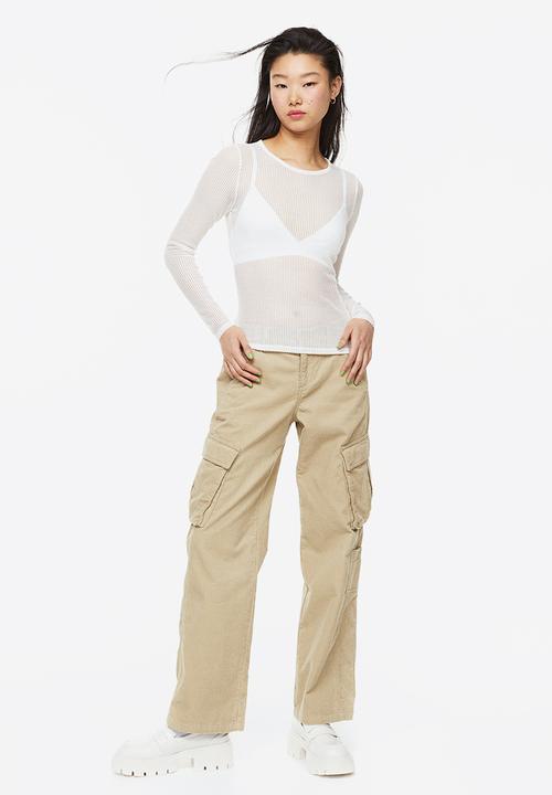 H&M - Sheer ribbed top - white