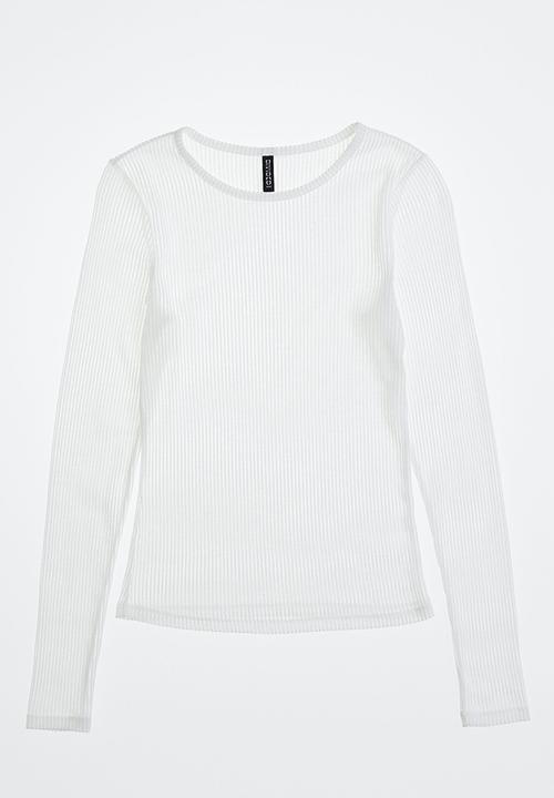 H&M - Sheer ribbed top - white