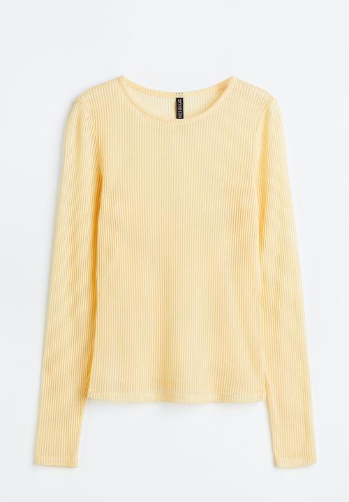 H&M - Sheer ribbed top - light yellow