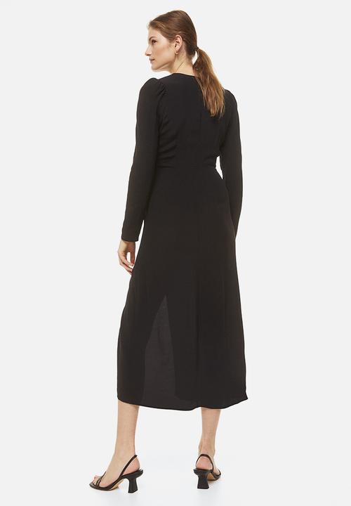H&M - Puff-sleeved crêpe dress - black