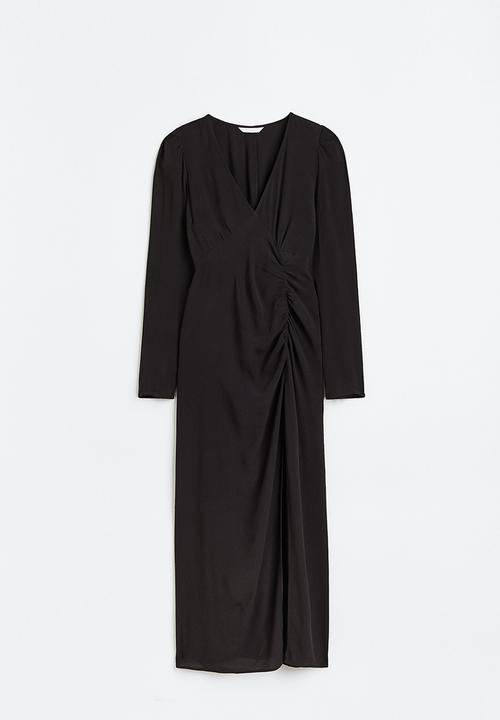 H&M - Puff-sleeved crêpe dress - black