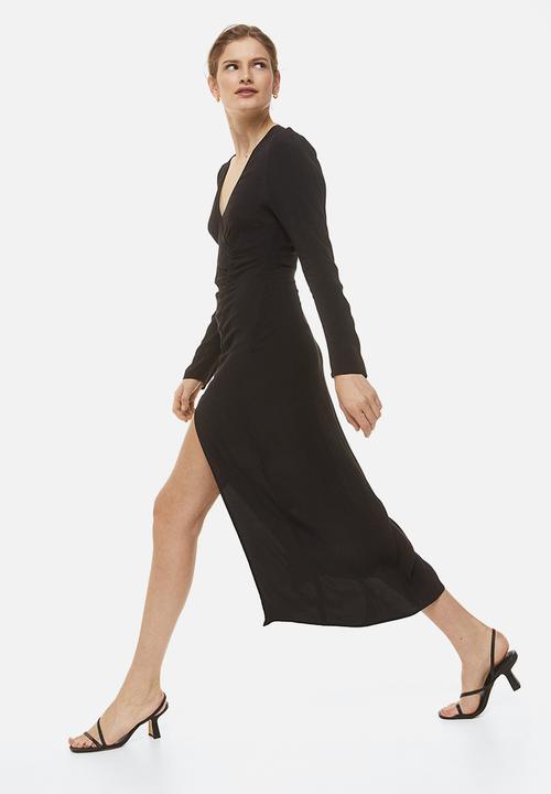 H&M - Puff-sleeved crêpe dress - black