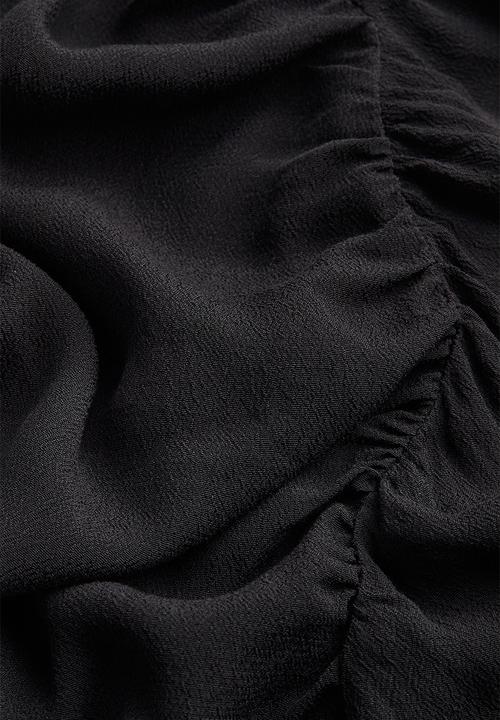 H&M - Puff-sleeved crêpe dress - black