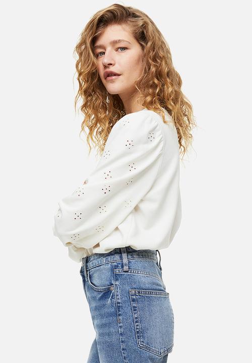 H&M - Broderie anglaise sweatshirt - cream