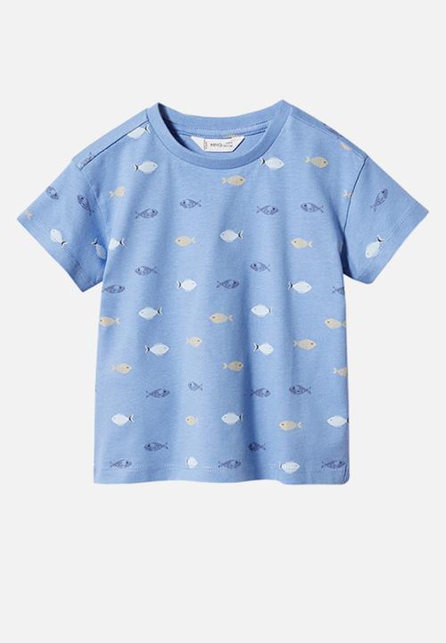 MANGO - T-shirt peces - azul